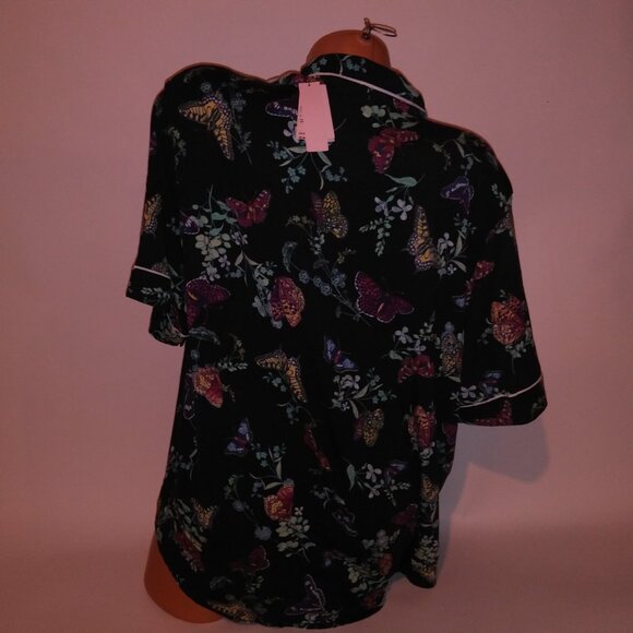 Victoria Secret Pajama Set Top & Bottom XXL 2X Modal Navy Blue Butterfly Garden - Picture 11 of 12